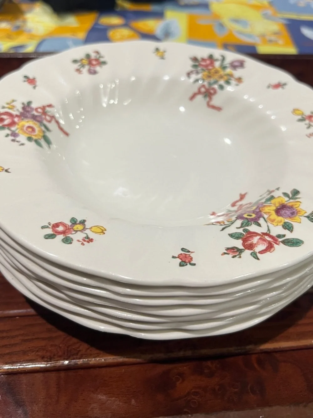 Royal Doulton Cream Serving Bowl with Multicolor Floral Sprays